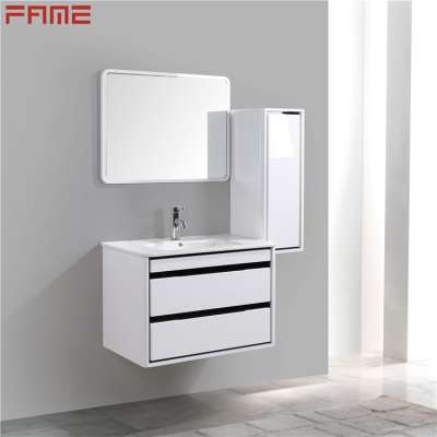 Hangzhou Fame European White MDF Modern Bathroom Storage Vanity Cabinet with Side Cabinet