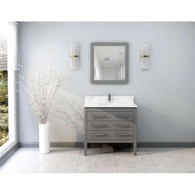 Hangzhou Fame 2020 Classic floor Bathroom Cabinet Vanity with Marble countertop