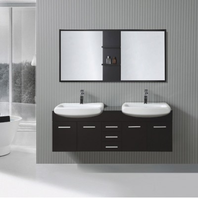 New fashion 60 inch Wall Mounted double sinks solid wood Bathroom Vanity