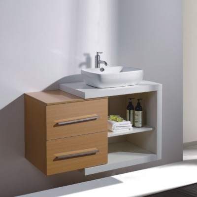 European Style New Design Melamine Finish Counter Top Basin White Bathroom Vanity with Makeup Table