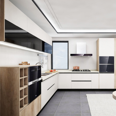 Luxury Apartment Customised White High Glossy Lacquer Kitchen Cabinets